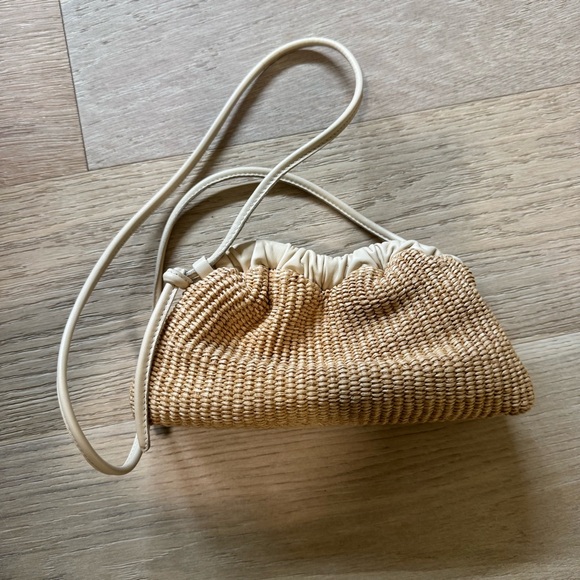 Mansur Gavriel Handbags - Mansur Gavriel Woven Straw Crossbody with Cream Trim